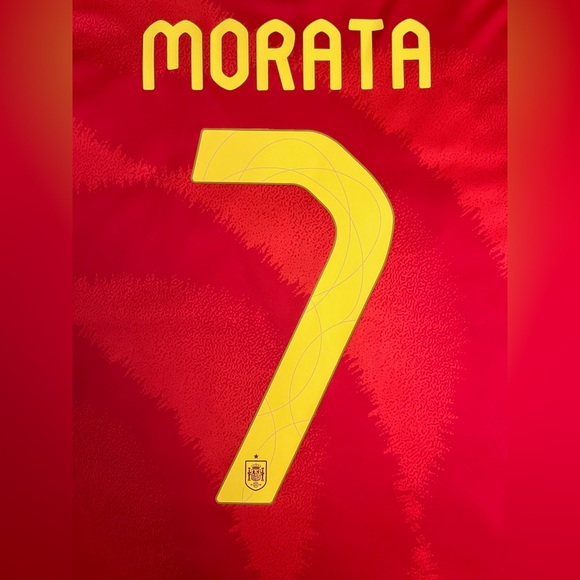 Spain 2024 Morata Jersey Home Red Euro #7 S-L - Picture 2 of 4